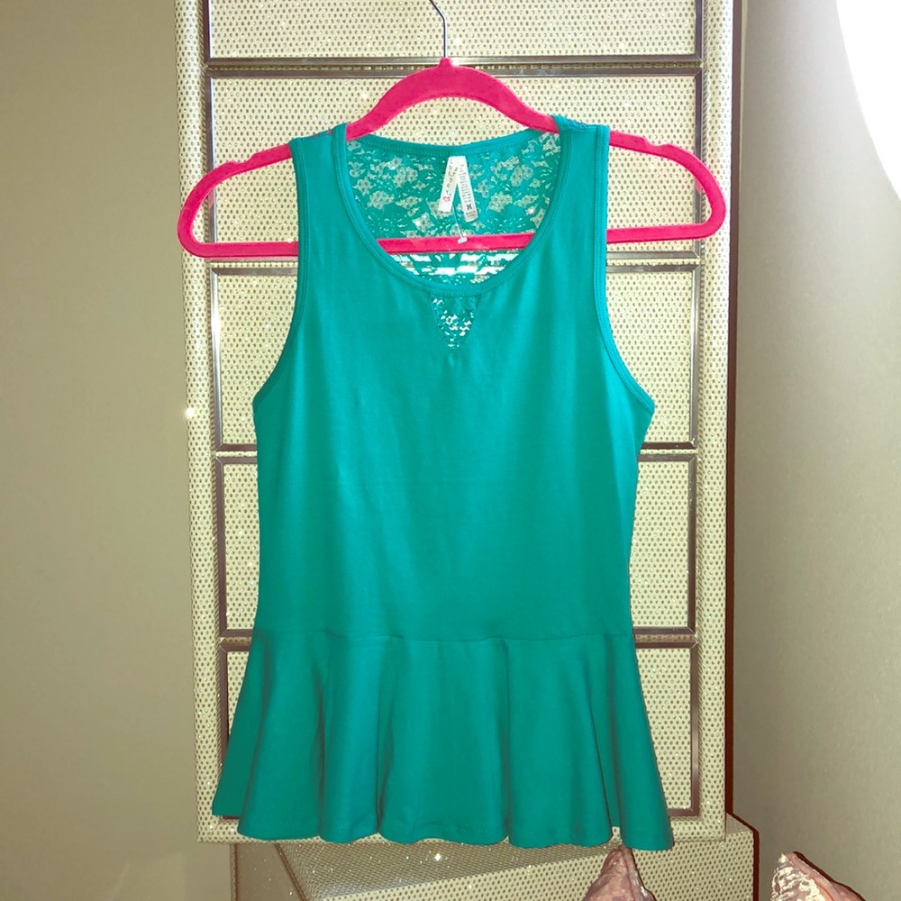 Blue blouse with lace back